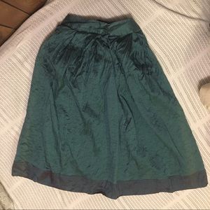 Calypso Long Silk Skirt, Green and Red, Vintage